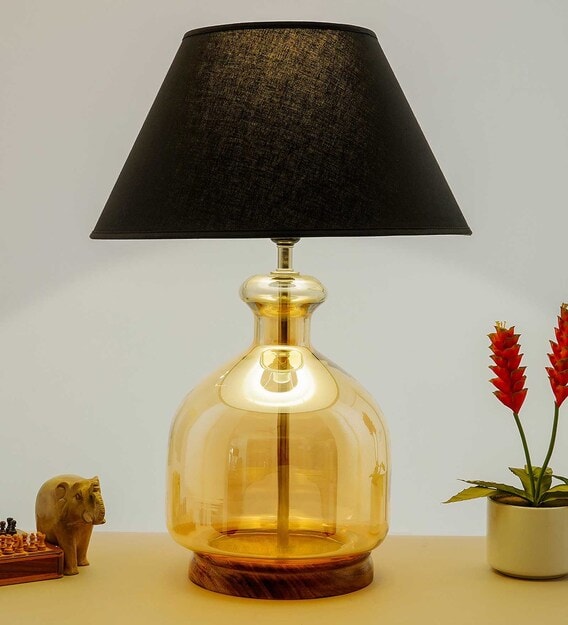 better homes and gardens amber luster glass table lamp