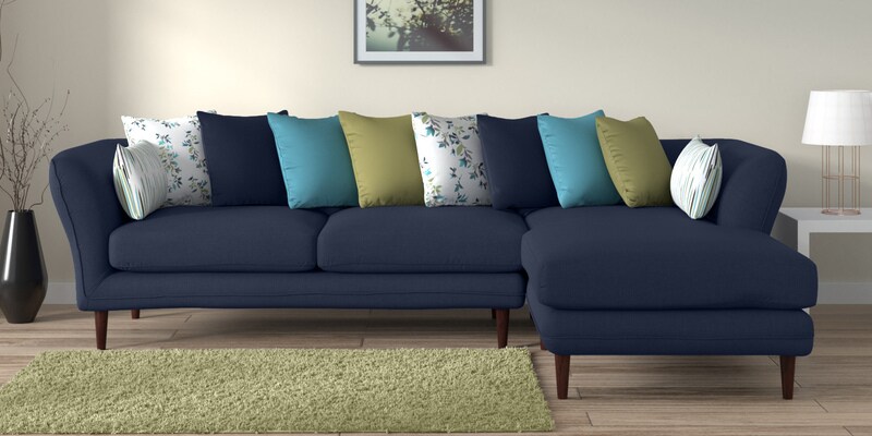 Buy Aleandro 3 Seater Lhs Sectional Sofa In Navy Blue Colour By