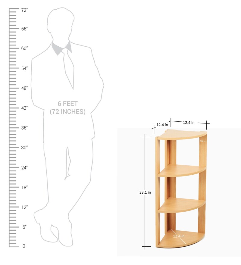 Buy Alba Floor Standing Corner Display Shelf (4 Shelves) in Beech