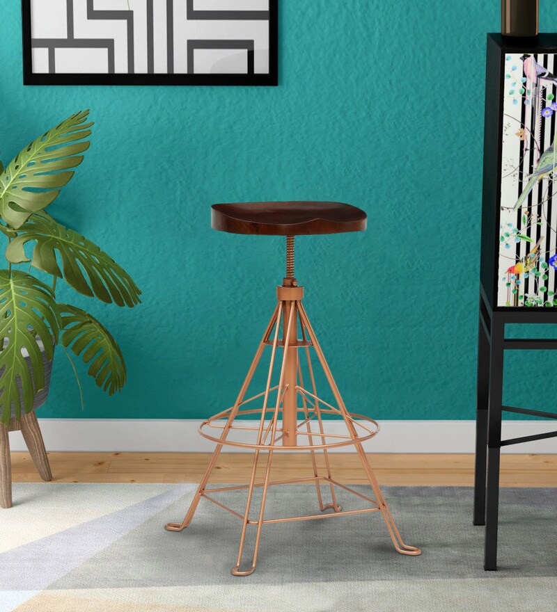 Buy Aldan Metal Bar Stool In Copper Finish By Bohemiana Online