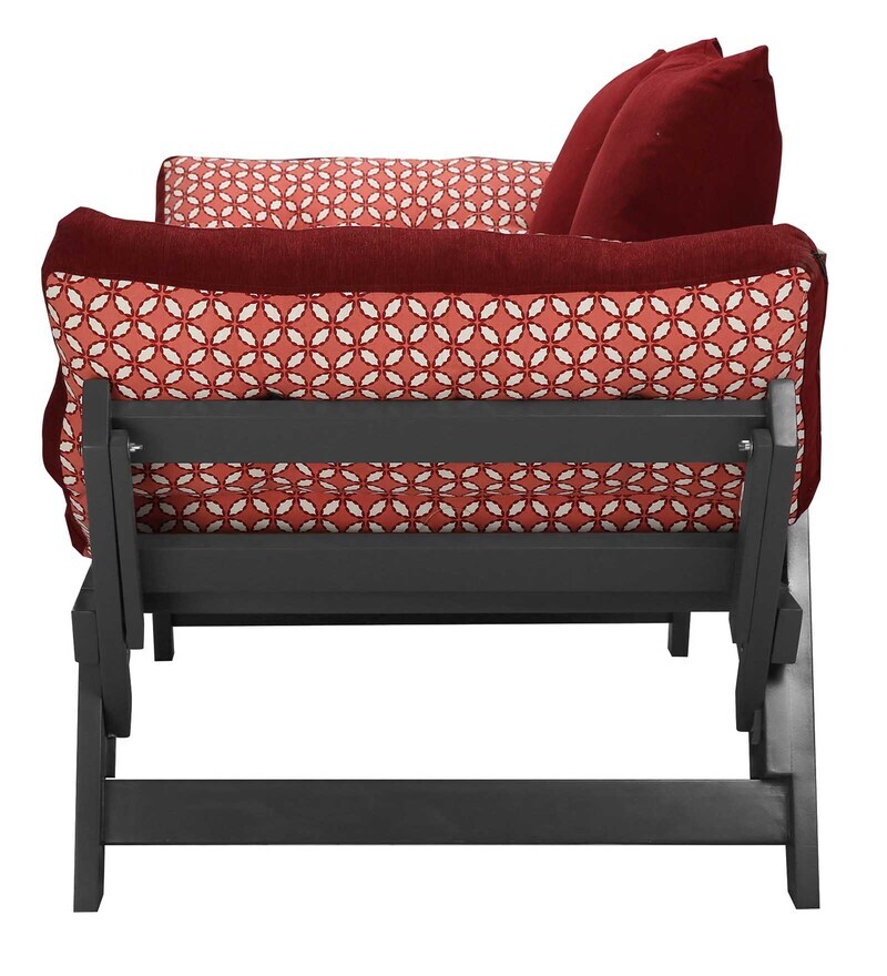 Buy Alexa Double Futon Sofa Cum Bed in Red Four Leaf Colour by ARRA