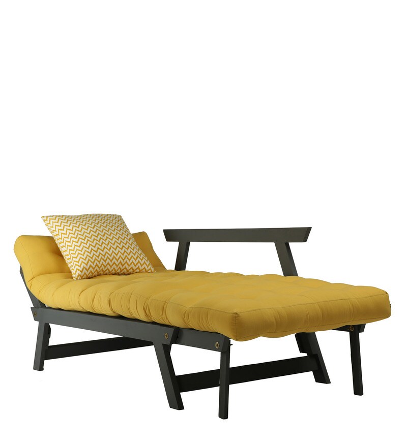 Buy Alexa Double Futon with Mattress in Ochre Colour by ARRA Online