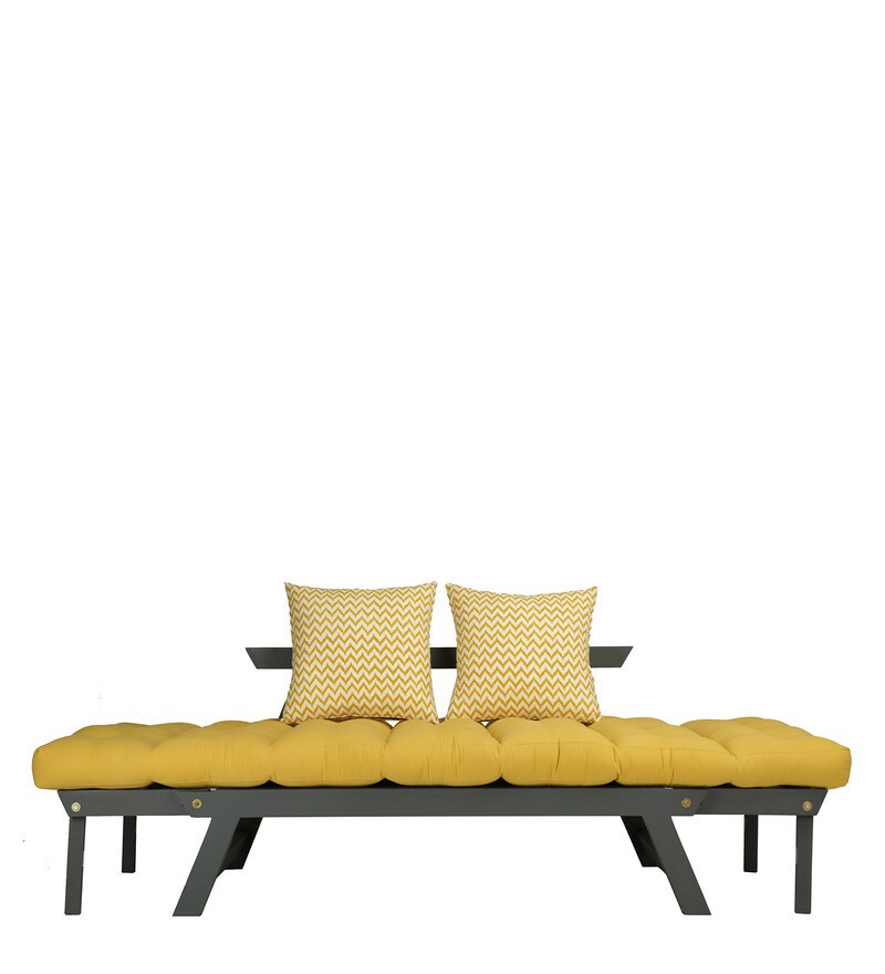 Buy Alexa Double Futon with Mattress in Ochre Colour by ARRA Online