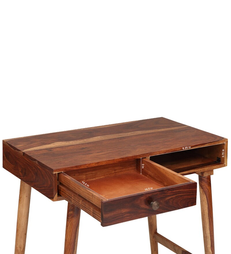 Buy Alexis Study Table in Walnut Finish by Evok Online MidCentury