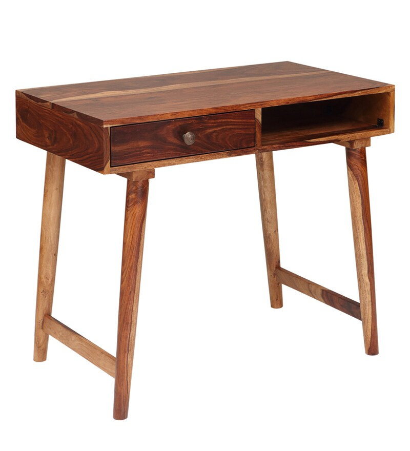 Buy Alexis Study Table in Walnut Finish by Evok Online MidCentury