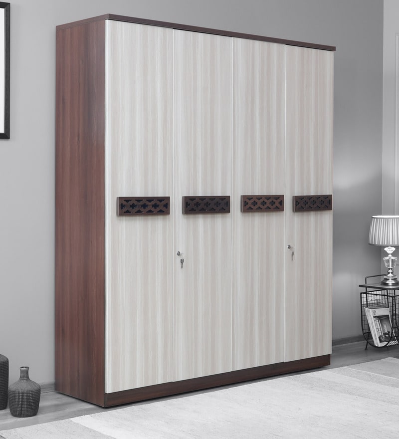 Buy Alicia 4 Door Wardrobe In Walnut Colour by CasaCraft Online 4