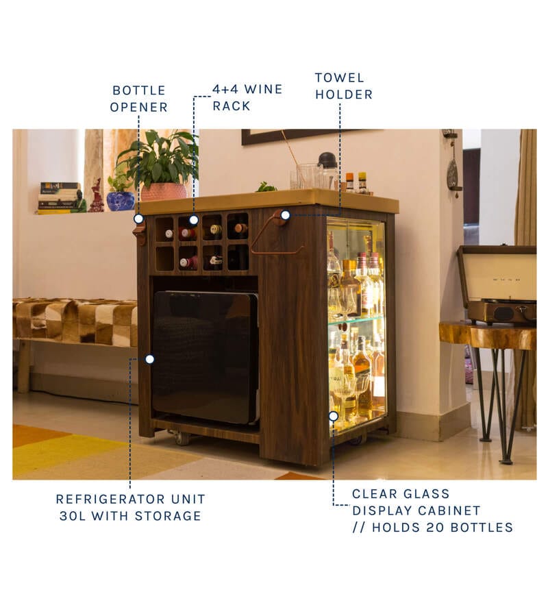 Buy AllInOne Bar with builtin 30L Godrej Qube Fridge