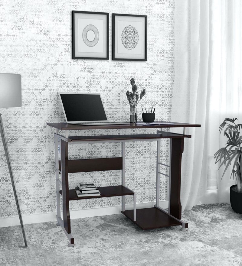 Buy Alpha Computer Table in Black Walnut Finish by Nilkamal Online