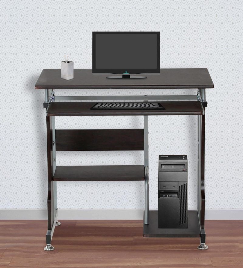 Buy Alpha Computer Table in Black Walnut Finish by Nilkamal Online