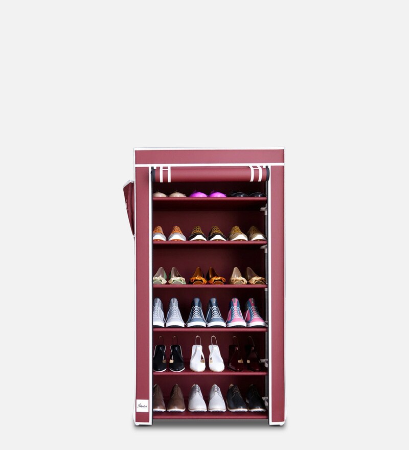 Buy Alpine 6 Tier Shoe Rack & Cover in Maroon Colour by Fabura Online