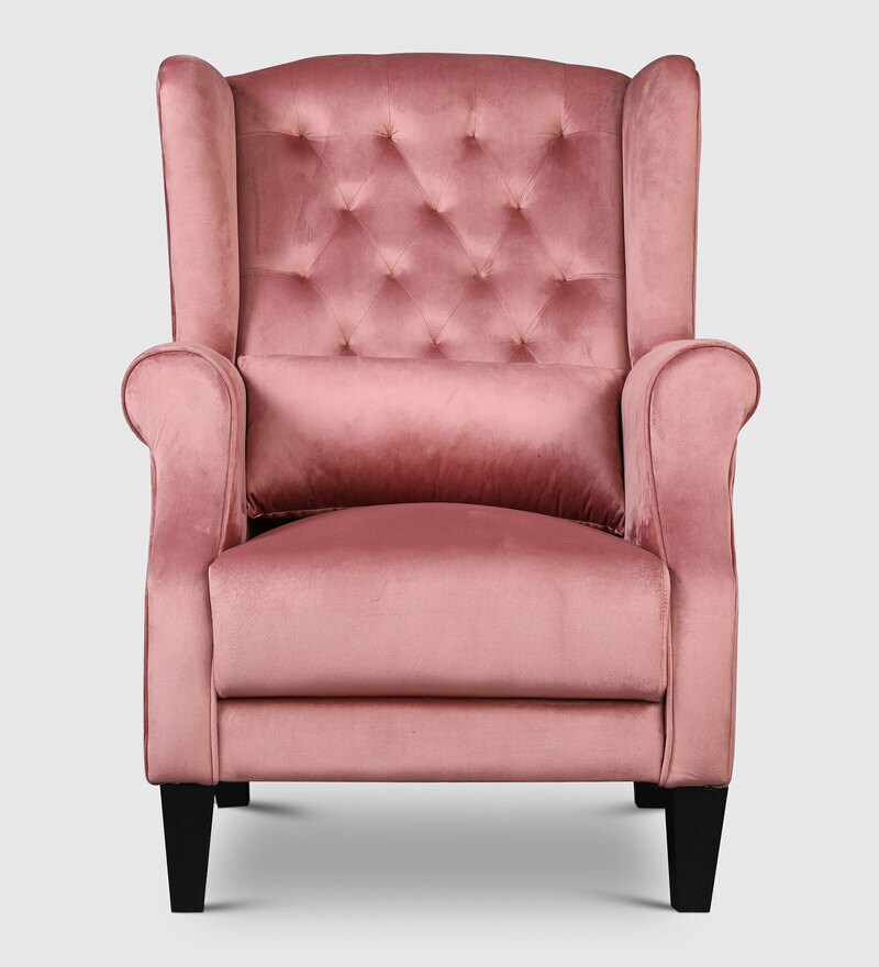 Buy Alta Wing Chair in Blush Pink Colour by Hometown Online Solid