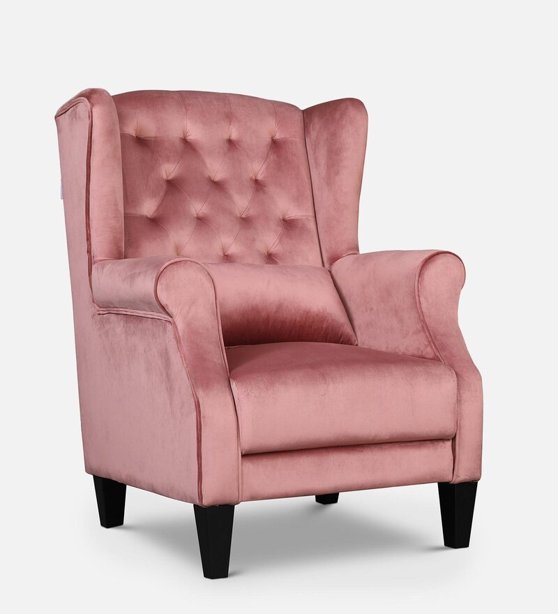 Buy Alta Wing Chair in Blush Pink Colour by Hometown Online Solid