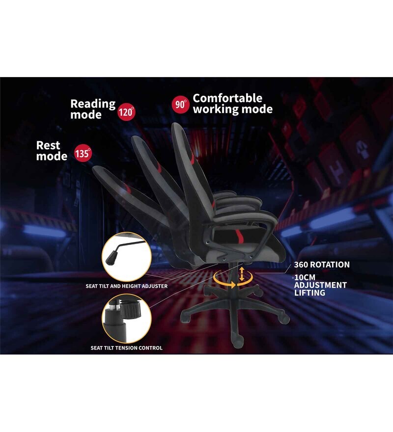 Buy Altro Gaming Chair in Black & Red Colour by Bantia Furniture Online