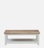 Alabaster Solid Wood Coffee Table In Ivory Finish With Shelf