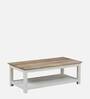 Alabaster Solid Wood Coffee Table In Ivory Finish With Shelf