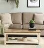 Alabaster Solid Wood Coffee Table In Ivory Finish With Shelf