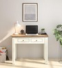 Alabaster Solid Wood Writing Table In Ivory Finish