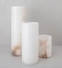 White Alablaster Marble Vases (Set of 3)