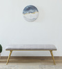Alanso Velvet Bench In Grey Colour On Golden Base