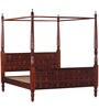 Alara Sheesham Wood Queen Size Poster Bed in Honey Oak Finish