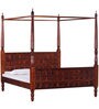 Alara Sheesham Wood Queen Size Poster Bed in Honey Oak Finish