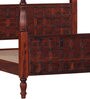 Alara Sheesham Wood Queen Size Poster Bed in Honey Oak Finish