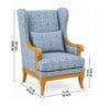 Alaric Teak Wood Wing Chair With Suede Fabric In Light Blue Colour