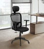 Alba Breathable Mesh Ergonomic Chair in Black Colour with Headrest