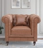 Evok Alberto Leatherette 1 Seater Sofa in Brown Colour