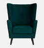 Alcalde Velvet Wing Chair In Teal Blue Colour