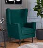 Alcalde Velvet Wing Chair In Teal Blue Colour