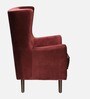Alcalde Velvet Wing Chair In Velvet Wine Red Colour