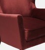 Alcalde Velvet Wing Chair In Velvet Wine Red Colour