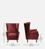 Alcalde Velvet Wing Chair In Velvet Wine Red Colour