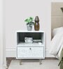 Alchemy Solid Wood Bedside Table in Off White Colour