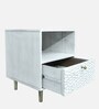 Alchemy Solid Wood Bedside Table in Off White Colour