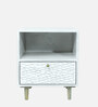 Alchemy Solid Wood Bedside Table in Off White Colour