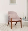 Alcon Solid Wood Low Back Lounge Chair in Off White Colour