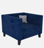 Alejandro Velvet 1 Seater Sofa In Midnight Blue Colour