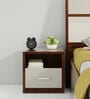 Alejo Bedside Table In Lyon Walnut & High Gloss Cashmere Colour In Melamine Finish