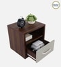 Alejo Bedside Table In Lyon Walnut & High Gloss Cashmere Colour In Melamine Finish