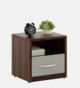 Alejo Bedside Table In Lyon Walnut & High Gloss Cashmere Colour In Melamine Finish
