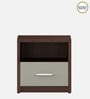 Alejo Bedside Table In Lyon Walnut & High Gloss Cashmere Colour In Melamine Finish