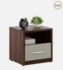Alejo Bedside Table In Lyon Walnut & High Gloss Cashmere Colour In Melamine Finish