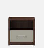 Alejo Bedside Table In Lyon Walnut & High Gloss Cashmere Colour In Melamine Finish