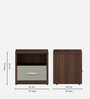 Alejo Bedside Table In Lyon Walnut & High Gloss Cashmere Colour In Melamine Finish