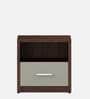 Alejo Bedside Table In Lyon Walnut & High Gloss Cashmere Colour In Melamine Finish