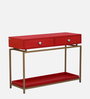 Alex Solid Wood Console Table in Red & Golden Finish