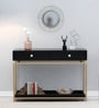 Alex Solid Wood Console Table In Black & Gold Finish
