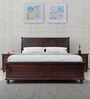 Alexander Sheesham Wood Queen Size Bed in Dark Walnut Finish with Hydraulic Storage
